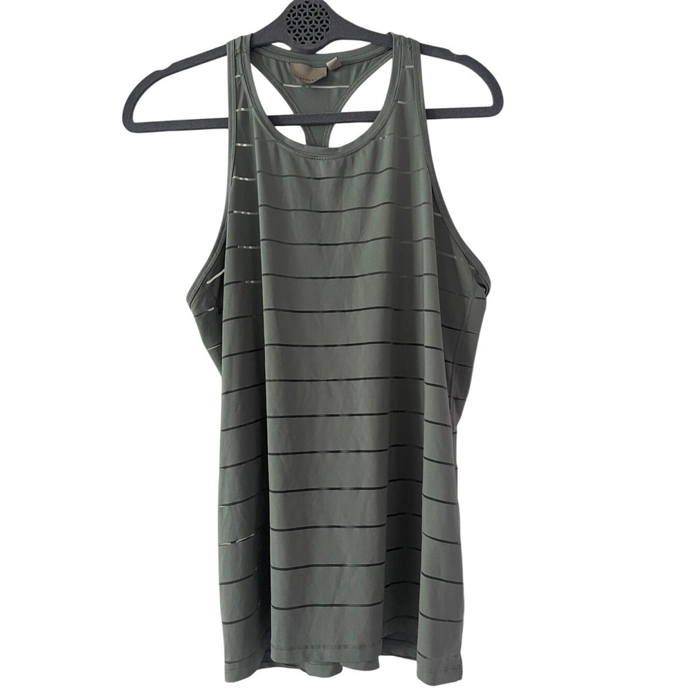 Athleta Olive Sheer Stripe Athletic Tank Medium